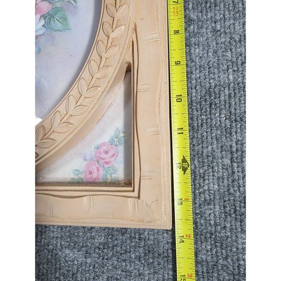 Vtg Ava Freeman Framed Floral Print Home Decor Circle in a Square 13"x13" - Picture 5 of 7